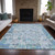 8' X 10' Blue And Silver Patchwork Washable Indoor Outdoor Area Rug