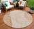8' Terra Cotta Orange And Copper Round Abstract Washable Indoor Outdoor Area Rug