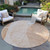 8' Terra Cotta Orange And Copper Round Abstract Washable Indoor Outdoor Area Rug
