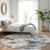 8' Gray And Charcoal Round Floral Washable Indoor Outdoor Area Rug Transitional Style - Gray, Charcoal Color
