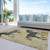 9' X 12' Gold And Charcoal Horse Washable Indoor Outdoor Area Rug