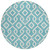 8' Teal Blue And Ivory Round Geometric Washable Indoor Outdoor Area Rug - Teal Blue, Ivory