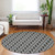 8' Black And Ivory Round Ogee Washable Indoor Outdoor Area Rug