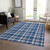 10' X 14' Navy and Ivory Plaid Washable Non Skid Indoor Outdoor Area Rug