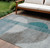 10' X 14' Teal Blue And Gray Geometric Washable Indoor Outdoor Area Rug - Teal Blue, Gray
