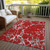 9' X 12' Red Ivory And Gray Striped Washable Indoor Outdoor Area Rug