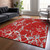 9' X 12' Red Ivory And Gray Striped Washable Indoor Outdoor Area Rug
