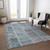 8' X 10' Teal Blue Aqua And Beige Patchwork Washable Indoor Outdoor Area Rug
