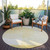 8' Gold Wheat And Ivory Round Geometric Washable Indoor Outdoor Area Rug