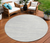 8' Silver And Ivory Round Abstract Washable Indoor Outdoor Area Rug
