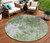 8' Green And Gray Round Abstract Washable Indoor Outdoor Area Rug