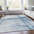 9' X 12' Sky Blue And Ivory Striped Washable Indoor Outdoor Area Rug - 880016779035