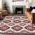 9' X 12' Red And Beige Medallion Washable Indoor Outdoor Area Rug
