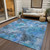 9' X 12' Blue And Gray Floral Washable Indoor Outdoor Area Rug - Blue, Gray