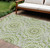 9' X 12' Olive Green And Ivory Floral Medallion Washable Indoor Outdoor Area Rug
