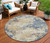 8' Gold And Beige Round Abstract Washable Indoor Outdoor Area Rug - 880016844719