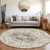 8' Ivory And Brown Round Oriental Washable Indoor Outdoor Area Rug