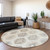 8' Ivory Khaki And Gray Round Southwestern Washable Indoor Outdoor Area Rug