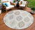 8' Ivory Khaki And Gray Round Southwestern Washable Indoor Outdoor Area Rug