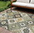 10' X 14' Fern Green Gold And Charcoal Southwestern Washable Indoor Outdoor Area Rug