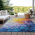 9' X 12' Gold Yellow And Teal Blue Abstract Washable Indoor Outdoor Area Rug