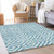 9' X 12' Teal Blue And Ivory Geometric Washable Indoor Outdoor Area Rug - 608219281472