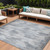 10' X 14' Gray And Ivory Striped Washable Indoor Outdoor Area Rug - Gray, Ivory