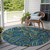 8' Round Navy Blue Round Paisley Washable Non Skid Indoor Outdoor Area Rug
