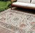 10' X 14' Linen And Ivory Floral Washable Indoor Outdoor Area Rug
