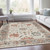 10' X 14' Linen And Ivory Floral Washable Indoor Outdoor Area Rug