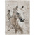 10' X 14' Ivory And Gray Horse Washable Indoor Outdoor Area Rug
