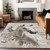 10' X 14' Ivory And Gray Horse Washable Indoor Outdoor Area Rug