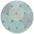 8' Teal Blue Beige And Gray Round Geometric Washable Indoor Outdoor Area Rug