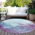 8' Sky Blue And Purple Round Abstract Washable Indoor Outdoor Area Rug - Sky Blue, Purple