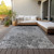 10' X 14' Gray Charcoal And Ivory Floral Washable Indoor Outdoor Area Rug