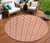 8' Coral And Beige Round Ogee Washable Indoor Outdoor Area Rug