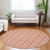 8' Coral And Beige Round Ogee Washable Indoor Outdoor Area Rug