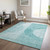 10' X 14' Teal Blue And Aqua Geometric Washable Indoor Outdoor Area Rug