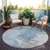 8' Sky Blue Gray And Ivory Round Abstract Washable Indoor Outdoor Area Rug - Sky Blue, Gray, Ivory