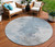 8' Sky Blue Gray And Ivory Round Abstract Washable Indoor Outdoor Area Rug - Sky Blue, Gray, Ivory