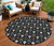 8' Black And Ivory Round Geometric Washable Indoor Outdoor Area Rug Transitional Style - Black, Ivory Color