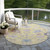 8' Yellow Lavender And Denim Blue Round Floral Washable Indoor Outdoor Area Rug