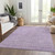 8' X 10' Lavender Lilac And Ivory Floral Washable Indoor Outdoor Area Rug