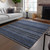 10' X 14' Denim Blue And Gray Striped Washable Indoor Outdoor Area Rug