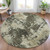 8' Brown And Beige Round Abstract Washable Indoor Outdoor Area Rug - Brown, Beige