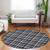 8' Black Gray And White Round Plaid Washable Indoor Outdoor Area Rug