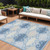 9' X 12' Sky Blue Gray And Ivory Trellis Washable Indoor Outdoor Area Rug