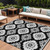9' X 12' Black And Ivory Medallion Washable Indoor Outdoor Area Rug - Black, Ivory