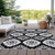 9' X 12' Black And Ivory Medallion Washable Indoor Outdoor Area Rug - Black, Ivory