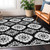 9' X 12' Black And Ivory Medallion Washable Indoor Outdoor Area Rug - Black, Ivory
